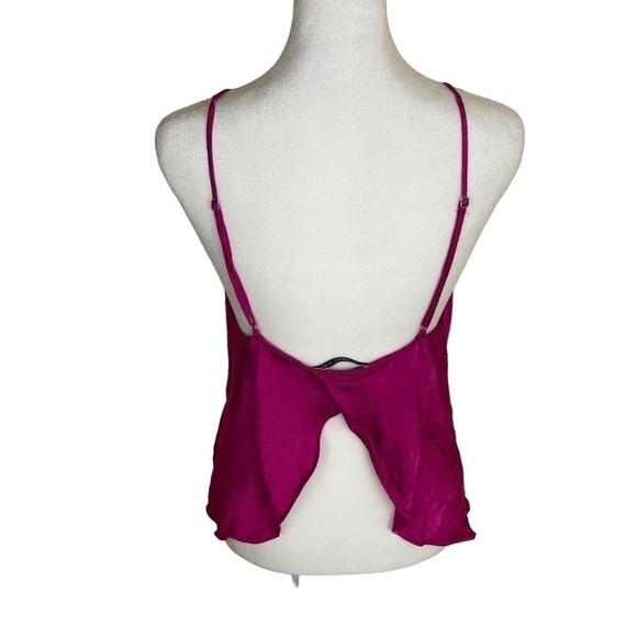 Victoria’s Secret Fuchsia Satin Jacquard Camisole Open Back Detail Size L - Picture 6 of 12